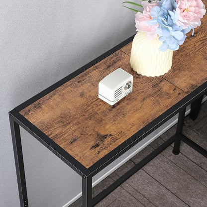 Small Entryway Console Table - Industrial Narrow Behind Couch Sofa Table, Skinny Entrance for Hallway, Wood Thin for Living Room, Foyer, Corridor (Brown)