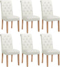 Yaheetech Dining Chairs Set of 6 Fabric Upholstered Dining Room Chairs with Button Tufted High Back and Solid Wood Legs for Kitchen/Living Room/Restaurant, Modern Style, Beige