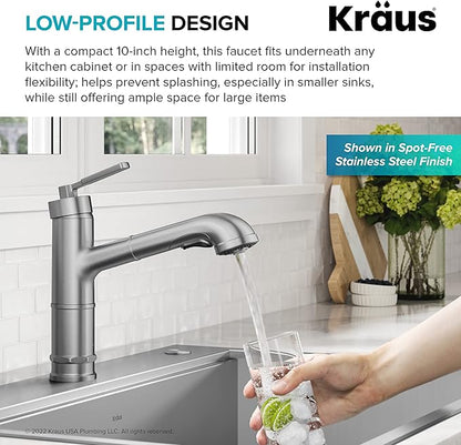 KRAUS Allyn Pull-Out Single Handle Kitchen Faucet in Matte Black, KPF-4103MB