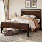 SHA CERLIN 14 Inch Twin Size Metal Platform Bed Frame with Wooden Headboard and Footboard, Mattress Foundation, No Box Spring Needed, Large Under Bed Storage, Heavy Duty Slats Support, Mahogany