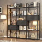 73.6" Tall Bookshelf with 3 Drawers and 16 Storage Shelves, Industrial Bookcase with 16 Open Display Shelves, Large Etagere Bookshelf, Triple Wide Book Shelf Book Case for Home & Office, Black