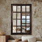 Wall Mirror with Window Design, 36"x24" Rustic Farmhouse Wood Mirror for Wall Decor, Decorative Vintage Mirror for Living Room, Bedroom, Entryway
