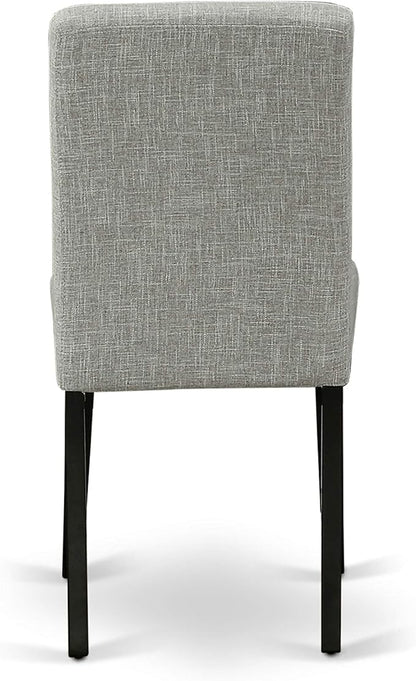 East West Furniture AMAB5-BCH-06 5 Piece Dining Set Includes a Round Kitchen Table with Pedestal and 4 Shitake Linen Fabric Parson Dining Chairs, 36x36 Inch, Black & Cherry