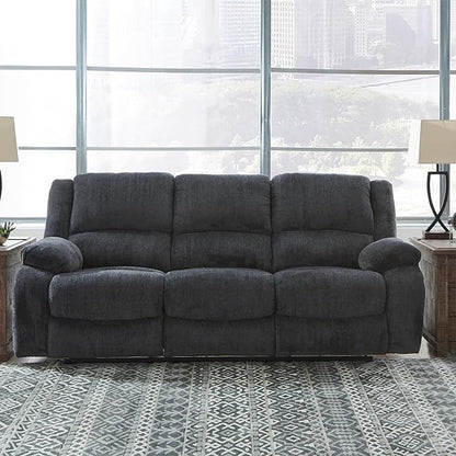Signature Design by Ashley Draycoll Contemporary Manual Pull Tab Reclining Sofa, Dark Gray