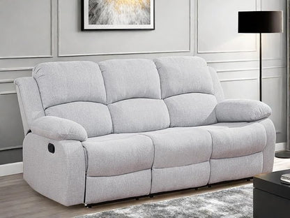 Recliner Sofa Couch, 3-Seater Home Theater Seating Reclining Sofa, Power Reclining Couch with Cup Holders & Drop Down Table for Living Room Furniture Sets, Grey White