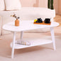 Mid-Century Modern Coffee Table for Living Room, 100% Solid Wood Oval Coffee Table, 2 Tier Wooden Coffee Tables for Home Office Livingroom, 40.2 x 22 Inches Easy Assemble (White)