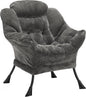 Fabric Lazy Chair for Adults, Oversized Upholstered Sofa Chair, Plush Comfy Lounge Chair with Large Side Storage Pocket, Thick Padded Reading Chair for Living Room, Bedroom, Office, Dark Gray