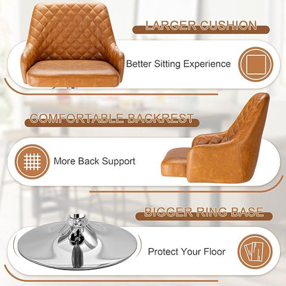 VECELO Bar Stools Set of 2, Modern PU Leather Adjustable Bar Stools with Back, 360° Swivel Bar Height Stools for Kitchen Counter Island, X-Large Size