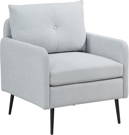 Ball & Cast Accent Chair with Metal Black Legs,Comfy Chenille Club Fabric Armchair,Single Sofa Chair for Living Room Bedroom,Dining Accent for Bedroom,Office,Sage