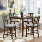 KEIKI 5-Piece Counter Height Dining Table Set with Square Table and 4 Upholstered Slatted Backrset Chair, for 4 Person, Modern Style Wooden Table Set, Easy Assembly, for Kitchen, Dining Room, Walnut