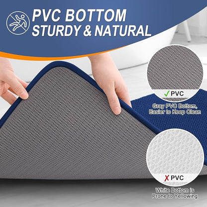 OLANLY Thick Memory Foam Bath Mat Rug 44x24, Extra Soft Absorbent Bathroom Rug, Quick Dry Bath Mats, Non-Slip, Machine Washable Carpet for Bathroom, Tub and Shower, Home Decor Accessories, Navy