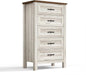 LINSY HOME Tall Dresser for Bedroom with 5 Drawers, 45" Tall Dressers & Chests of Drawers, Modern Farmhouse Large Vertical Dresser with Wood Legs for Bedroom, Closet, Living Room, Hallway, Beige