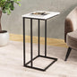Innerjoin Wide C Side Table,C Couch Laptop Table with Metal Frames, Small Snack End for Sofa and Bed, Retro Table, Living Room Bedroom, Industrial Style, White