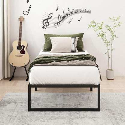 14 Inch Twin Bed Frames Heavy Duty Metal Twin Size Platform Bed Frame No Box Spring Needed, Noise Free, Easy Assembly, Black