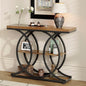 GiftGo Narrow Console Table for Entryway Industrial 3-Tier Sofa Table Behind Couch with Circle Base Wooden Accent Wall Tables with Storage Shelves for Living Room, Hallway, Foyer (Rustic Brown)