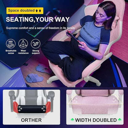 GTPLAYER Gaming Chair, Computer Office Chair with Pocket Spring Cushion, Linkage Armrests and Footrest, High Back Ergonomic Computer Chair with Lumbar Support Task Chair with Footrest