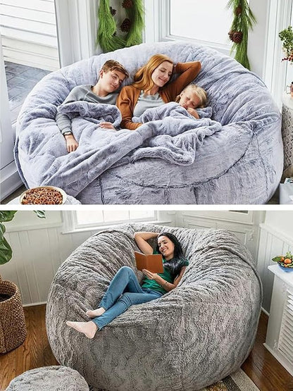 Bean Bag Chair for Adults Kids Without Filling Comfy Oversized Round Lazy Sofa Bean Bag Cover for Stuffed Animal Storage Bedroom Living Room Chairs, 6FT, Peacock Green