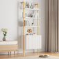 74" Tall Bookshelf with Storage Cabinet, Modern Ladder Shelf with Wood and Metal Frame, Wall Mount Bookcase Open Display Shelf Furniture for Living Room, Bedroom, Home Office, Gold