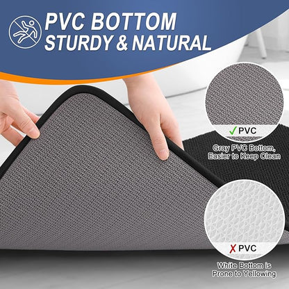 OLANLY Thick Memory Foam Bath Mat Rug 59x24, Extra Soft Absorbent Bathroom Rug, Quick Dry Bath Mats, Non-Slip, Machine Washable Carpet for Bathroom, Tub and Shower, Home Decor Accessories, Black