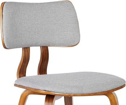Armen Living Jaguar Mid-Century Dining Chair in Walnut Wood and Gray Fabric - Set of 4