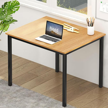 Need Small Computer Desk for Home&Office- 31.5'' Length Small Writing Desk Gaming Desk Students Laptop Use, Teak Color Desktop & Black Frame AC3BB(8060)