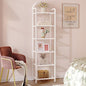 Bookcase Bookshelf, Tempered Glass Bookshelves, Slim Shelving Unit for Bedroom, Bathroom, Home Office, Steel Frame, 6 Tier White BC10699W