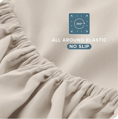 Bare Home Full Sheet Set - Luxury 1800 Ultra-Soft Microfiber Full Bed Sheets - Double Brushed - Deep Pockets - Easy Fit - 4 Piece Set - Bedding Sheets & Pillowcases (Full, Wheat)