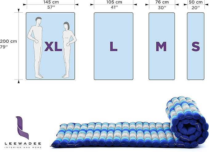 Leewadee - Foldable Floor Mattress - Japanese Roll Up Futon -Trifold Tatami Mat- Guest Floor Bed - Camping Mattress - Thai Massage Mat, Kapok Filled, 75 x 57 inches, Ecru