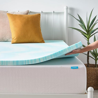 Linenspa 2 Inch Gel Swirl Memory Foam Mattress Topper – Cooling Gel Infused – Pressure Relieving Bed Topper - Mattress Pad – CertiPUR Certified - Twin XL Size