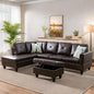 Leather Sectional Couch, Modern L Shaped Couches for Living Room, Comfy 4 Seat Modular Sectional Sofa with Ottoman Storage for Bedroom Apartment, Brown