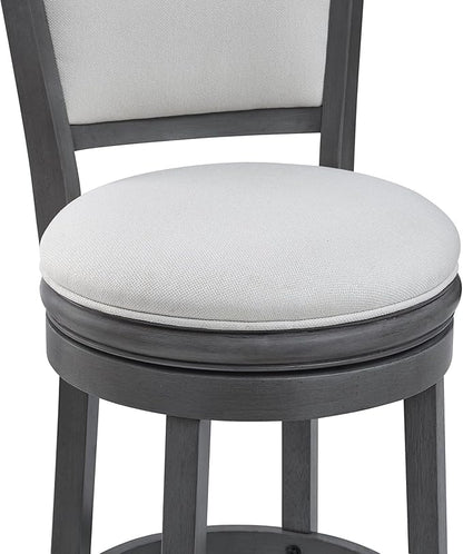Ball & Cast Upholstered Swivel Counter Stools Kitchen Bar Stools 24" Seat Height Wooden Stool Chair, Cream White Set of 1
