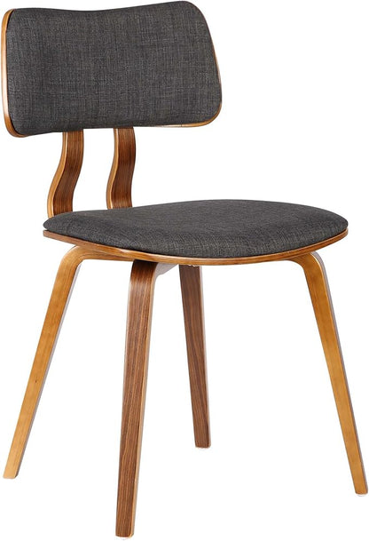 Armen Living Jaguar Mid-Century Dining Chair in Walnut Wood and Charcoal Fabric - Set of 6