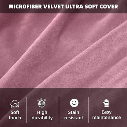 HABUTWAY Bean Bag Chair 3Ft Luxurious Velvet Ultra Soft Fur with High Rebound Memory Foam Bean Bag Chairs for Adults Plush Lazy Sofa with Fluffy Sponge 3' (Soft Pink)