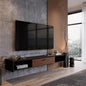 55'' Floating TV Stand,Wall Mounted TV Console,Floating TV Cabinet,Under TV Shelf for Bedroom Living Room(Walnut)