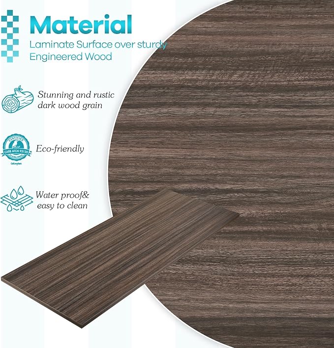 Kaboon Universal Tabletop 60"x18", Solid One-Piece Melamine Table Top, Double Desk L-Desk DIY, Home and Office Countertop,Eucalyptus