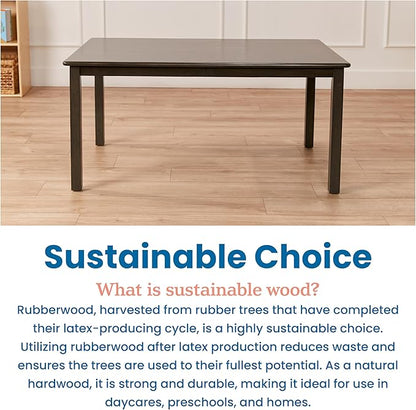 ECR4Kids 30in x 48in Rectangular Hardwood Table with 22in Legs, Kids Furniture, Grey Wash
