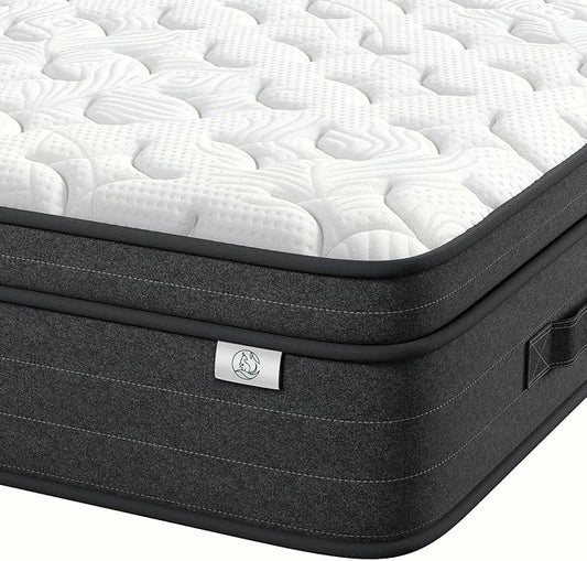 Queen Mattress 10 Inch in a Box - Memory Foam & Pocket Spring Hybrid Mattress for Back Pain Relief, Cool Breathable Fiberglass-Free Cover, Medium Firm, CertiPUR-US Certified