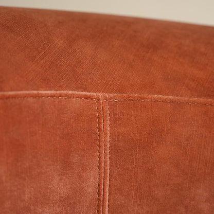 Acanva Luxury Modern Tight Curved Back Velvet Sofa, Minimalist Style Comfy Couch for Living Room Apartment Reception Space, Tangerine Single Chair