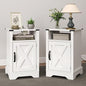 RoyalCraft Farmhouse Nightstand, White End Table with Charging Station, Tall Bedside Table with Large Storage Room and Shelf, Wooden Rustic Side Table for Bedroom, Home Office, White