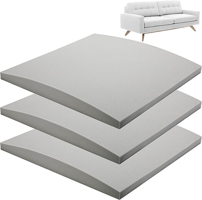 moonoom 22"x22" Couch Cushion Support, Grey Sofa Cushion Sagging Repair, Curved High Density Foam Replacement for Furniture Sagging Seat Sectional Loveseat Chair (3 Pcs)