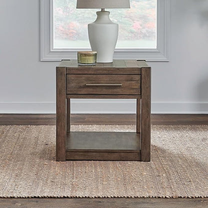 Liberty Furniture Broadmore Living Room Drawer End Table - Cobblestone Brown