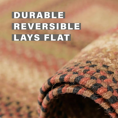 Gingerbread Brown Oval Braided Rug, 2x3' - Handmade with Jute, Warm Country Decor, Perfect for Bathrooms and Entryways - Reversible and Easy to Clean