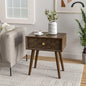 COSIEST Mid-Century Nightstand, Modern MDF Bedside Table, Wood Accent End Table with One Storage Drawer for Bedroom Living Room, Brown