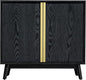 Sango Cortland 2-Door Accent Cabinet, Sleek Black Storage Cabinet with Brass Handles, Adjustable Shelf, Minimalist Mid-Century Modern Design, Stylish & Functional Furniture for Living or Dining Room