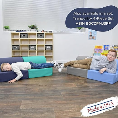 Children's Factory Library Lounger, Flexible Seating Classroom Furniture, Comfy Kids Chairs, Navy, Single Lounger