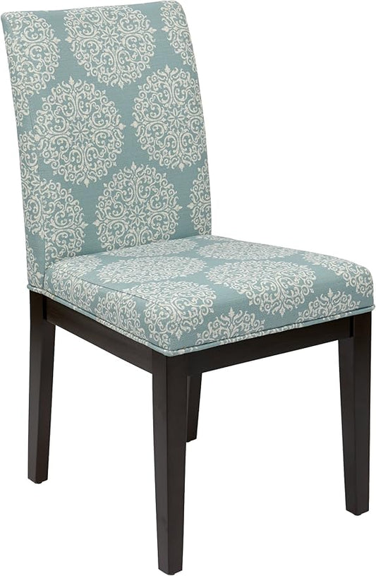 OSP Home Furnishings Dakota Upholstered Parsons Dining Chair with Espresso Finish Wood Legs, Gabrielle Sky