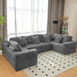 KEIKI 135" U Shape Sectional Sofa,6-Seater Modular Couch with Striped Corduroy Fabric for Living Room,Customizable Design