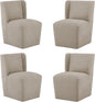 Upholstered Dining Chair with Casters Wingback Modern Side Armless Deskchair with Rollers for Diningroom Bedroom Livingroom Reading Room,Khaki,4 Box