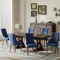COLAMY Wingback Upholstered Side Dining Room Chairs Set of 6, Fabric Dining Chairs with Tufted Button, Living Room Chairs for Home Kitchen, Blue