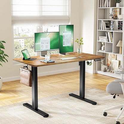 Marsail Electric Standing Desk with One-Piece Desktop,48 x 30 inch Height Adjustable Office Gaming Computer Desk with Deeper Tabletop,Home Office Stand up Desk with 4 Memory Presets, table for Bedroom